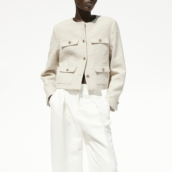 H&M Cream Textured Jacket - Picture 4 of 4